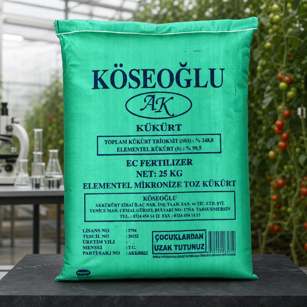 Köseoğlu 25 kg elementel mikronize toz kükürt ambalajı